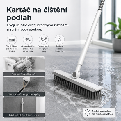 🛁🧹 Podlahový kartáč 2 v 1 se škrabkou na mezery a rohy