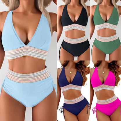 🌸 Vysokopasové tvarující bikiny s tropickým potiskem