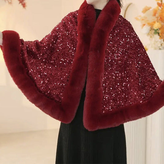 Elegantní dámský šátek z umělé kůže s flitry