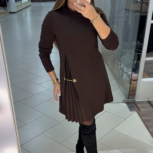 💝Novoroční akce 60% sleva💝Elegantní šaty s dlouhými rukávy a řaseným panelem