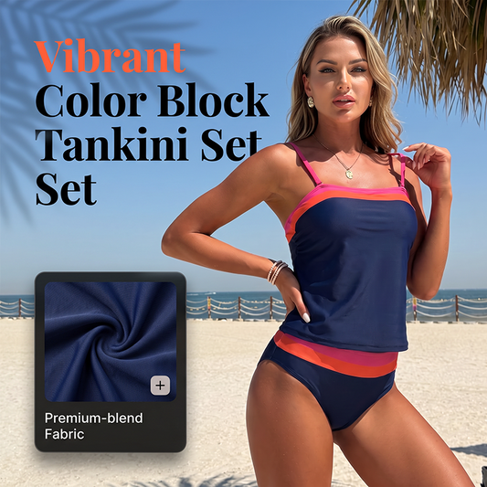 ☀️ Dámská barevná tankini sada, náhrdelník zdarma k objednávce