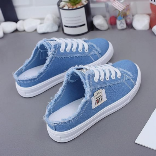 👟Dámské džínové mule tenisky – trendy třásně | Na dobírku