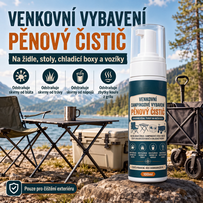 Pěnový čistič na outdoorové a táborní vybavení s čisticím utěrkou