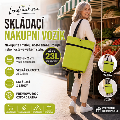 🎒 Přeměnitelná nákupní taška se skrytými kolečky – nosnost 20 kg, rozšiřitelná pomocí zipu ⚖️